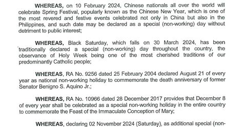 Proclamation No. 368: Declaring the Regular Holidays and .